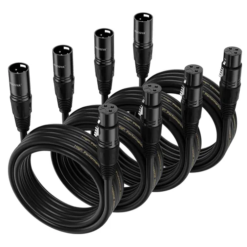 Vista 17 de Cable XLR de 1.5 pies, 6 unidades, cables de micrófono, cable de altavoz de micrófono equilibrado de alta calidad con cable XLR macho a hembra DMX