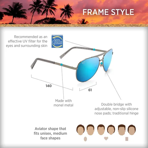 Vista 6 de Maui Jim Mens and Womens Seacliff Polarized Aviator Sunglasses