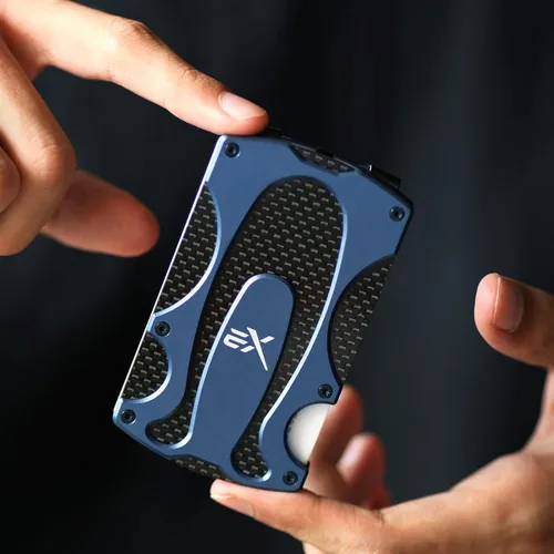 Vista 6 de Extremus Billetera táctica para hombre, delgada Rfid con clip para dinero y soporte para tarjetas de crédito, billetera minimalista de bolsillo