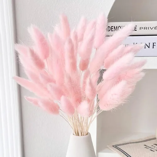 Vista 13 de 60 piezas de flores secas de cola de conejo, arreglo floral natural seco, ramo de decoración de hierba seca, flores eternas secas para el hogar
