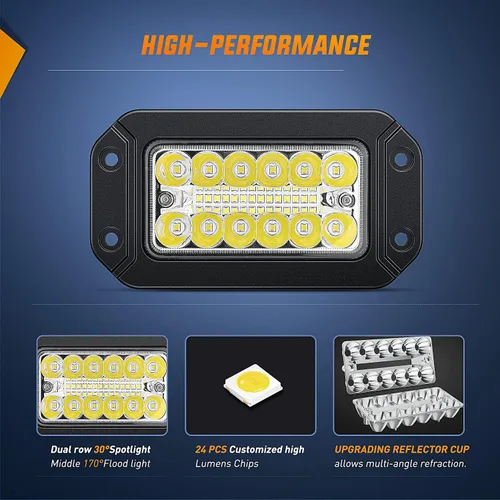 Vista 3 de Nilight 2 cápsulas de luz LED de montaje empotrado, 6 pulgadas, 39 W, haz combinado de inundación puntual mejorada, iluminación de trabajo, luces