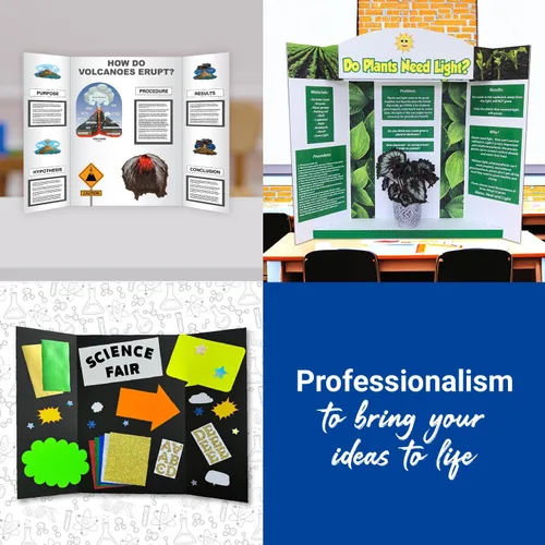 Vista 4 de Royal Brites Tablero de exhibición de proyectos corrugado de tres pliegues de 1 capa, 36 x 48 pulgadas, tableros de exhibición de exposiciones