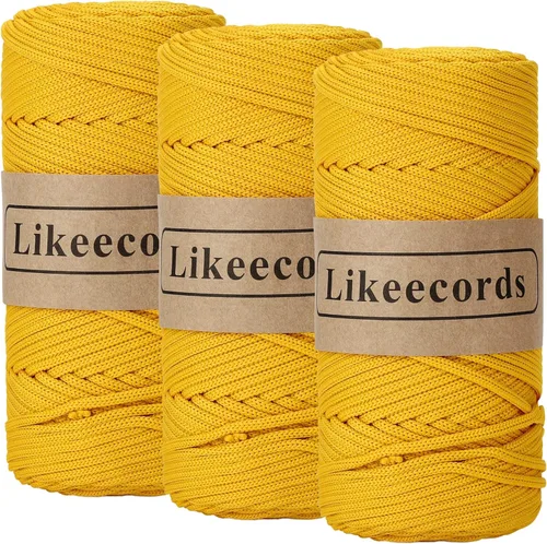 Vista 10 de Likeecords Cordón de macramé trenzado de poliéster de 0.157 in, 140 yardas, 426 pies, hilo elástico para bolsa de ganchillo para manualidades