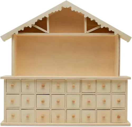 Vista 13 de Calendario de Adviento de madera de tren de 8 x 22 pulgadas, paquete de 1 calendario de Adviento de Navidad sin terminar con 24 cajones vacíos