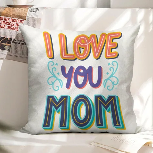 Vista 11 de Custom Pillow with Name,Printed in USA,18"x18" Personalized Linen Pillow Cover for Mom, Custom Gifts for Mother's Day (Style-1)