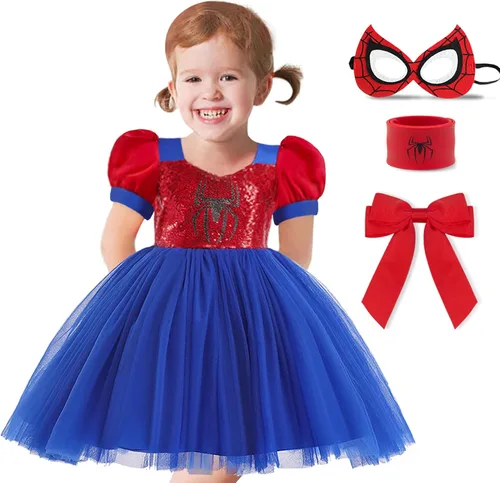 Disfraz de superhéroe para niñas pequeñas lentejuelas ropa de juego de rol para niños princesa y Halloween