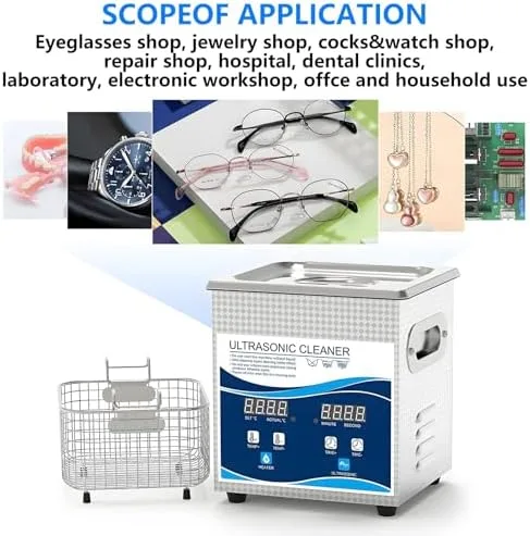 Vista 3 de Professional 15L Ultrasonic Jewelry Cleaner with Digital Control, Heater & Timer - Deep Clean Machine for Eyeglasses, Dentures & Retainers