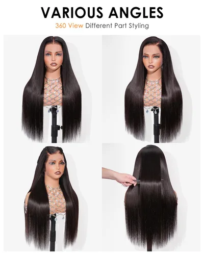 Vista 3 de Hermosa - Pelucas de cabello humano con encaje frontal HD de 13 x 4 pulgadas, prearrancadas con cabello de bebé, densidad 180, transparente, 9A