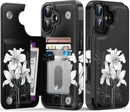 Vista 1032 de LETO para iPhone 15 Pro Funda tipo cartera - Tapa tipo folio con patada - Diseños de moda - Tarjetero - Funda protectora para mujeres y niñas - 6.1