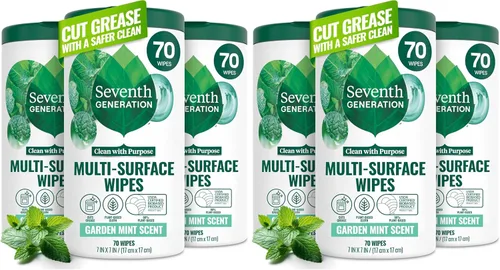 Vista 12 de Seventh Generation Toallitas de limpieza multisuperficie, aroma a menta de jardín, corta grasa y mugre, 35 toallitas
