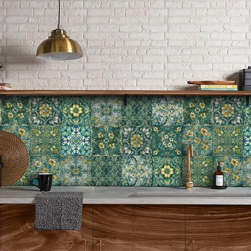 Vista 50 de Alwayspon Adhesivo para azulejos de pared moriscos para despegar y pegar, calcomanías de vinilo autoadhesivas para azulejos de cocina y baño, 4 x 4