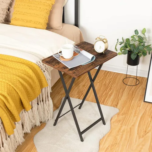 Vista 8 de HOOBRO Mesa plegable para TV, bandeja de TV, mesa de aperitivos para espacios pequeños, bandeja de comedor para comer en el sofá y la cama, fácil