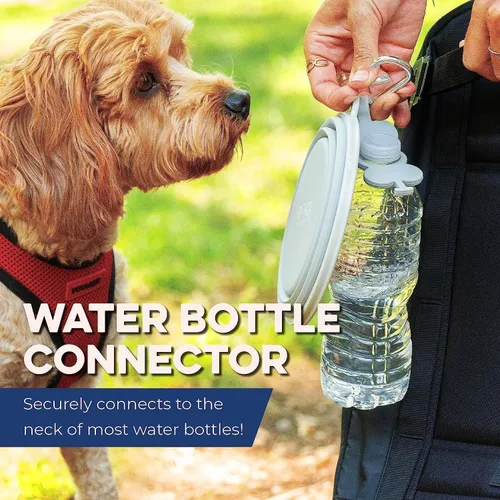 Vista 5 de Bonza Cuencos plegables para perros, paquete de 2, pequeños de 12 onzas, accesorios de viaje para perros, cuenco portátil de silicona para perros