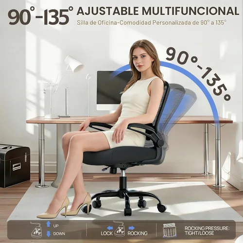 Vista 6 de Silla de oficina ergonómica con lumbar ajustable, reposabrazos abatible Amatista