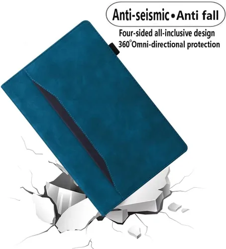 Vista 4 de ZXL Cubierta de cuero de la PU del estilo del libro azul con ranura para tarjeta titular de la pluma de visión multiángulo de visualización
