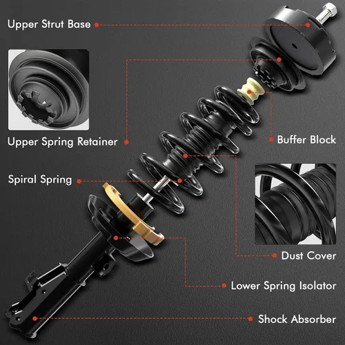 Vista 2 de A-Premium Puntales delanteros completos compatibles con Mini Cooper [1.6L] 2007-2015, sin paquete deportivo y suspensión electrónica ajustable, 2