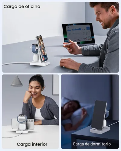 Vista 7 de NANAMI Estación de carga 3 en 1 USB C de 30 W para dispositivos Samsung Negro