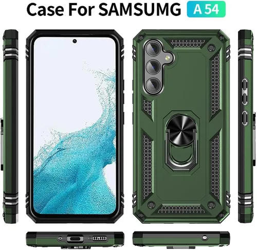 Vista 3 de Funda para Samsung A54 5G, Galaxy A54 5G con protector de pantalla HD, [grado militar de 16 pies a prueba de caídas], anillo protector a prueba
