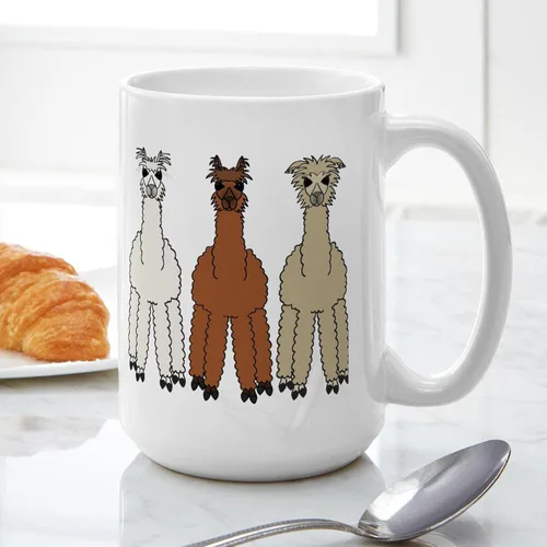 Vista 4 de CafePress Alpaca (No Text) Large Mug 15 oz (444 ml) Ceramic Coffee Mug