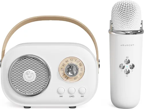 Vista 10 de Mini máquina de karaoke, máquina de karaoke para niños y adultos, lindo karaoke con micrófono, altavoz Bluetooth portátil con micrófono