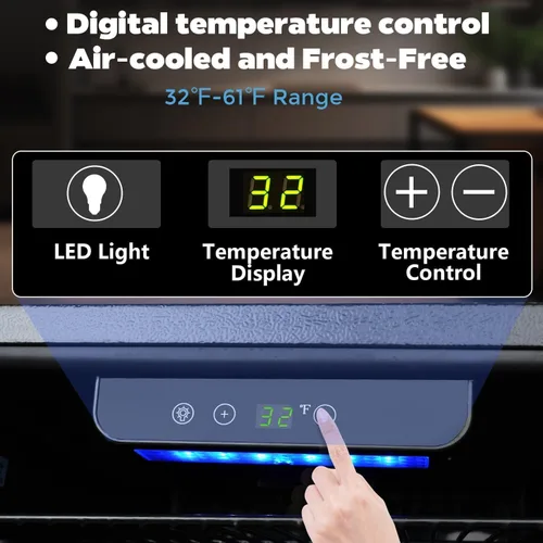 Vista 4 de Kndko Refrigerador de bebidas Mini refrigerador para 130 latas con estantes ajustables, puerta de cristal, control digital de temperatura