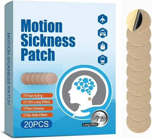 Parches para mareo por movimiento sin somnolencia, parche 100% natural para mareo por movimiento (eficiente, dura 72 horas) para el mal de altura