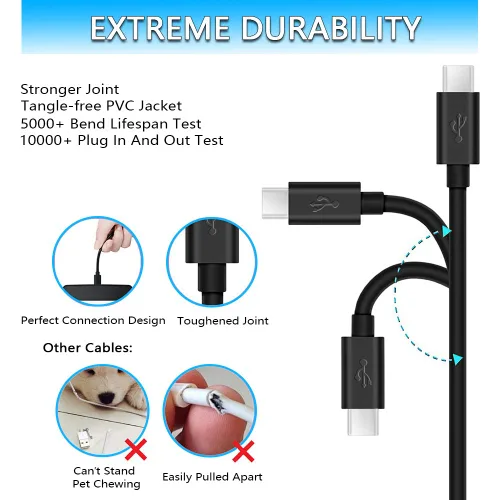 Vista 3 de Cable de carga para JBL Charge 4 Charge 5-5 pies para JBL Flip 5, Clip 4, Pulse 4, GO 3, Extreme 3, Tuner 2, JRPOP, Endurance Peak 2, auriculares