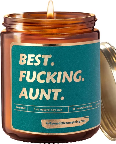 Vista 10 de Aunt's Last Nerve Vela Perfumada Divertida, Lavanda Vainilla, 100% Cera de Soja Regalo para Tía para Cumpleaños o Navidad - Regalos de Cumpleaños