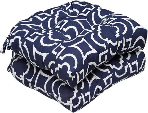 Vista 33 de Cojines de mimbre copetudos de 3 piezas para muebles de patio, cojines de mimbre para sillas de exterior con lazos, cojines de mimbre repelentes al