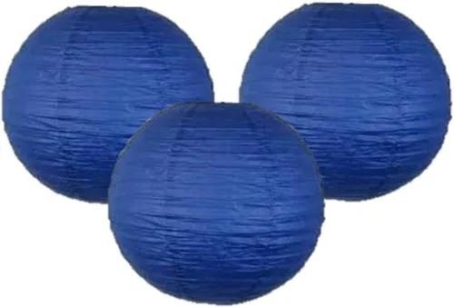 Vista 10 de Paquete de 3 linternas redondas de papel para decoración de boda y fiesta de cumpleaños (azul bebé, 4 pulgadas/3.9 in)