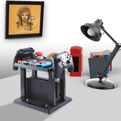 Vista 7 de Soporte de almacenamiento para Nintendo Switch, soporte de almacenamiento para accesorios de Nintendo Switch y 2 controladores Poke Ball Plus