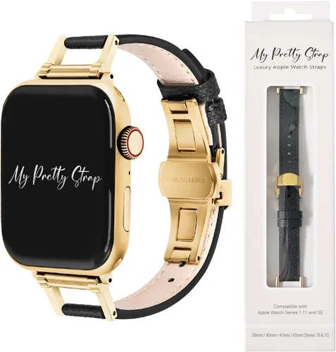 Vista 7 de My Pretty Strap - Correa compatible con Apple Watch, correa de lujo de cuero genuino para iWatch de repuesto - Se ajusta a la mayoría de muñecas