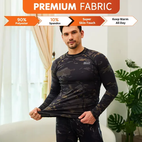 Vista 8 de CL convallaria Mens Thermal Underwear Set with Fly, Long Johns Base Layer Winter Hunting Gear Sport Top and Bottom XS-4XL