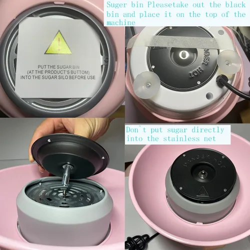 Vista 2 de Máquina de algodón de azúcar para niños, máquina de hilo dental de caramelo, mini máquina eléctrica portátil de algodón para el hogar, cumpleaños
