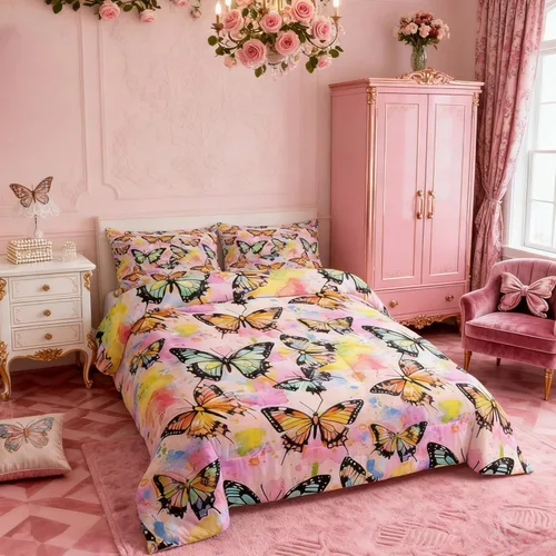 Vista 17 de Castle Fairy Daisy Florals Comforter Set Twin Size,Cartoon Wildflowers Breathable Bedding Set,Kids Adults Room Decor,Retro Country Style Microfiber