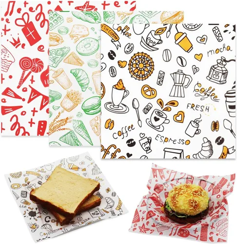 Vista 11 de 300 hojas de papel de delicatessen de 10 x 10 pulgadas, hojas de papel encerado para alimentos, papel de envoltura de sándwich resistente a