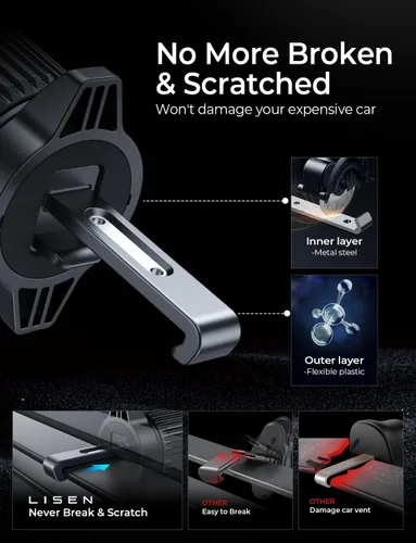 Vista 7 de LISEN Magsafe Soporte de teléfono para CD MagSafe para montaje en automóvil [ángulo ajustable] Soporte magnético para teléfono para iPhone Magsafe