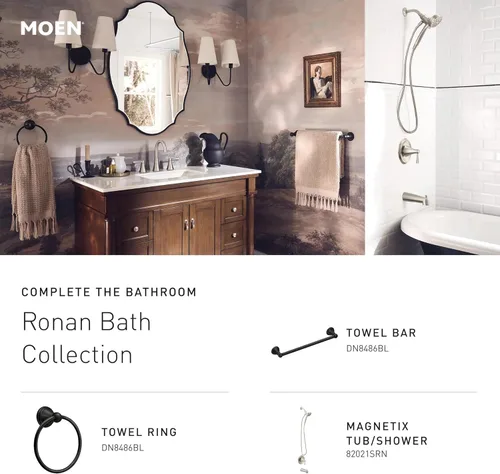 Vista 6 de Moen Ronan 84022BZG - Grifo de baño moderno con dos manijas de oro bronce de 4 pulgadas con drenaje push-down, 84022BZG