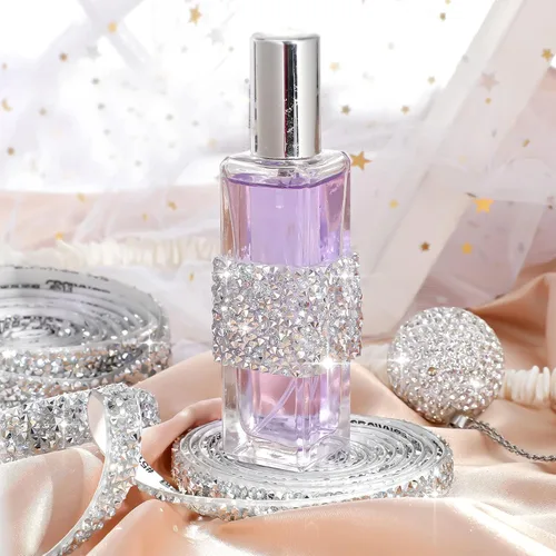 Vista 5 de 4 rollos de cinta autoadhesiva de diamantes de imitación de 8.8 yardas, tiras de diamantes de imitación plateados para manualidades, manualidades