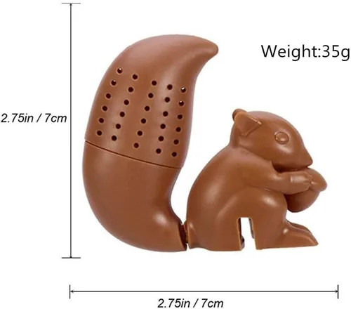 Vista 2 de Colador de té de silicona con forma de ardilla, infusor de té reutilizable de grado alimenticio, filtro de té de hojas sueltas (café)