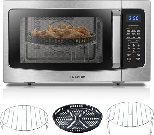 Vista 11 de Toshiba Horno de microondas freidora de aire combo 4 en 1 para encimera, sensor inteligente, convección, función silenciosa, memoria de posición
