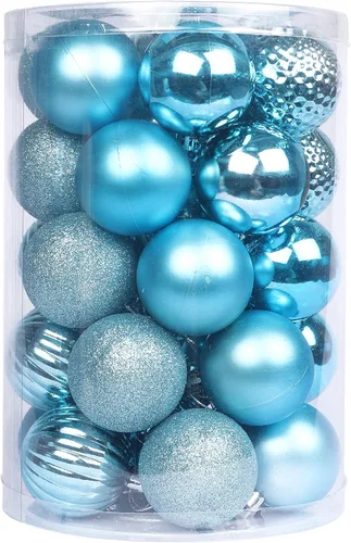 YYCRAFT Adornos de bola de Navidad de 24 quilates de 1.2 pulgadas para árbol de Navidad, decoraciones de Navidad, ganchos inastillables incluidos