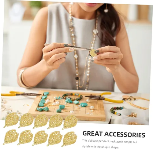 Vista 7 de EXCEART Dijes de flores colgantes de bricolaje 10 piezas de base colgante hueca chapada en 24 quilates para accesorios de fabricación de joyas