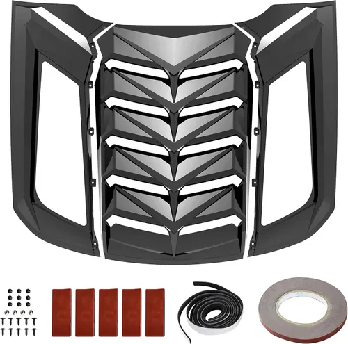 Vista 2 de KEWISAUTO Rejilla de ventana trasera para Mustang 15-25, cubierta para parabrisas trasero, ventilación GT estilo Lambo, accesorios para Ford Mustang