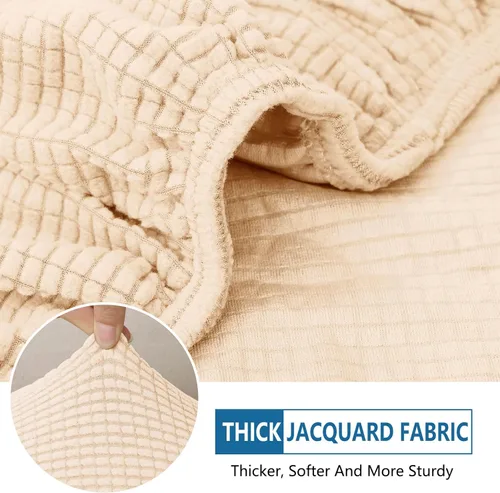 Vista 5 de hyha - Fundas de cojín impermeables para sofá modular, fundas de cojín de sofá en forma de L, tela jacquard gruesa, funda de diván con parte Beige
