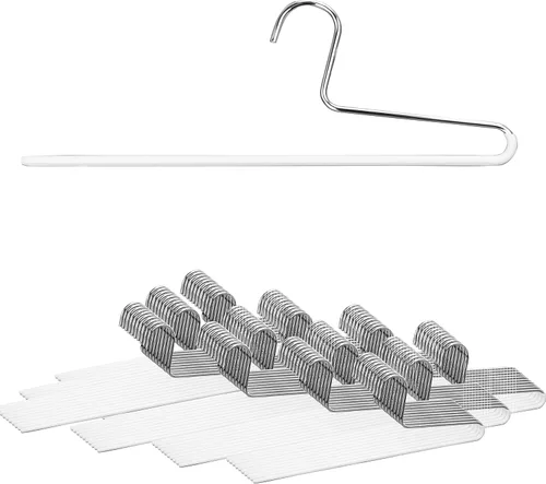 Vista 21 de Mawa by Reston Lloyd - Percha antideslizante para ropa que ahorra espacio con una sola barra para pantalones, estilo KH/1, juego de 30, color rojo