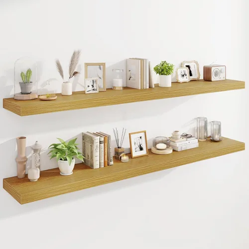Vista 50 de Marsmiles Estantes flotantes de 32" para pared, estantes de madera con soportes invisibles, juego de 2, estante de pared de estilo rústico de granja