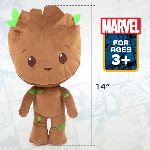 Vista 2 de Marvel Guardians of The Galaxy Groot - Almohada de microfibra de poliéster súper suave, 14 pulgadas (producto oficial)
