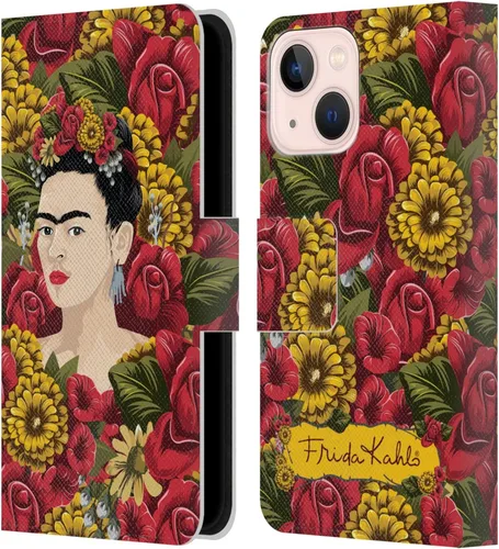Vista 41 de Head Case Designs Funda con licencia oficial de Frida Kahlo Portrait Red Florals - Funda de piel tipo cartera compatible con Apple iPhone 14 Pro