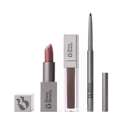 Vista 11 de Rinna Beauty Icon Lip Kit - Amelia - Kit de labios todo en uno, incluye lápiz labial, brillo de labios, delineador de labios, aspecto rosa dulce